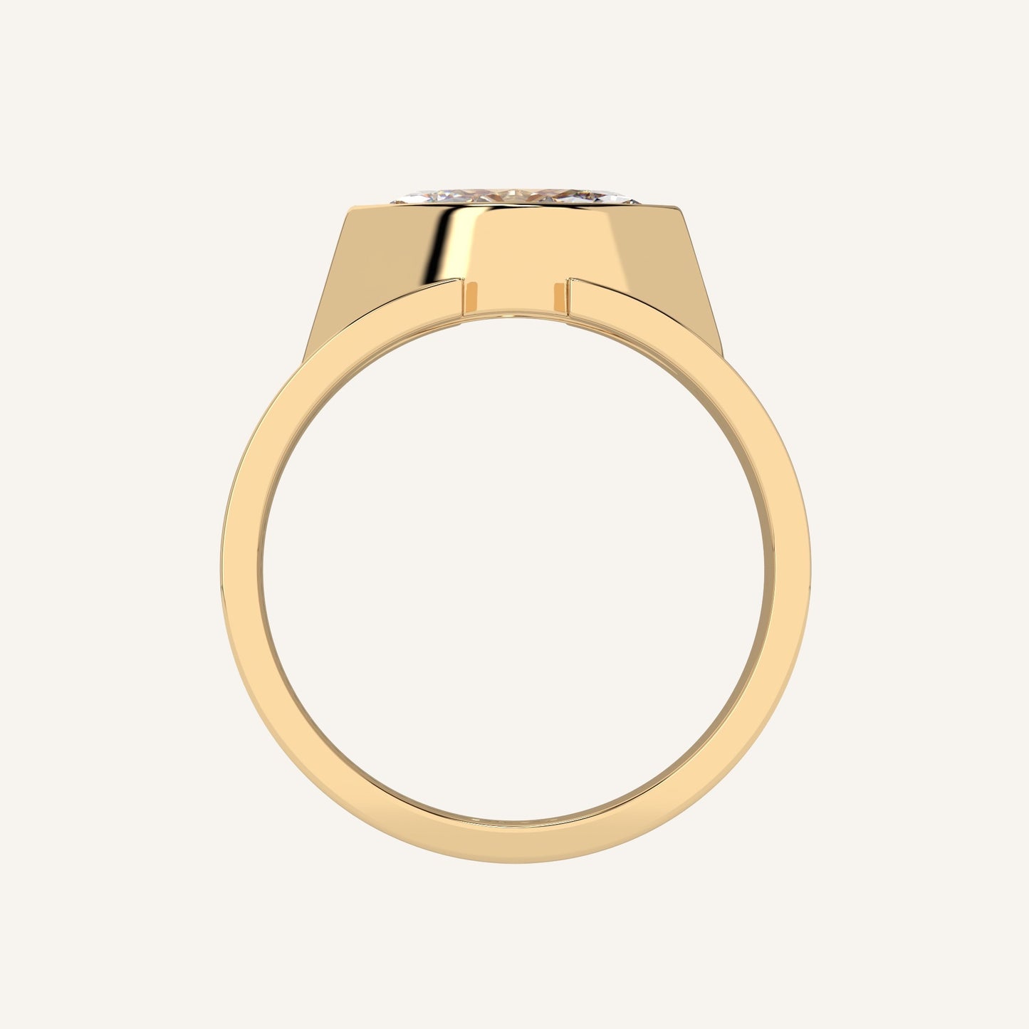 Anello in oro giallo con diamante di laboratorio taglio marquise, firmato LUXE SPARK Diamonds