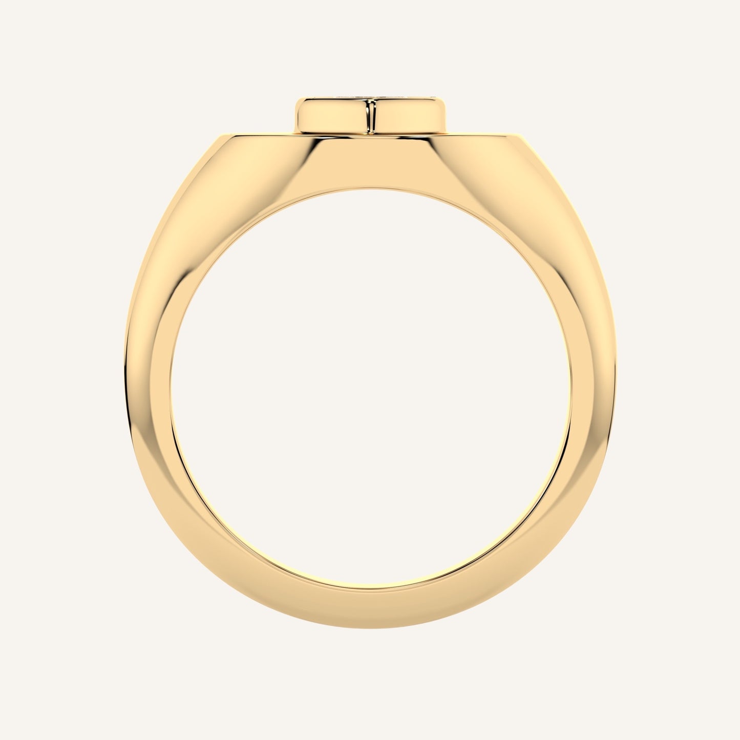 Anello sigillo in oro giallo con diamante di laboratorio a forma di cuore, firmato LUXE SPARK Diamonds