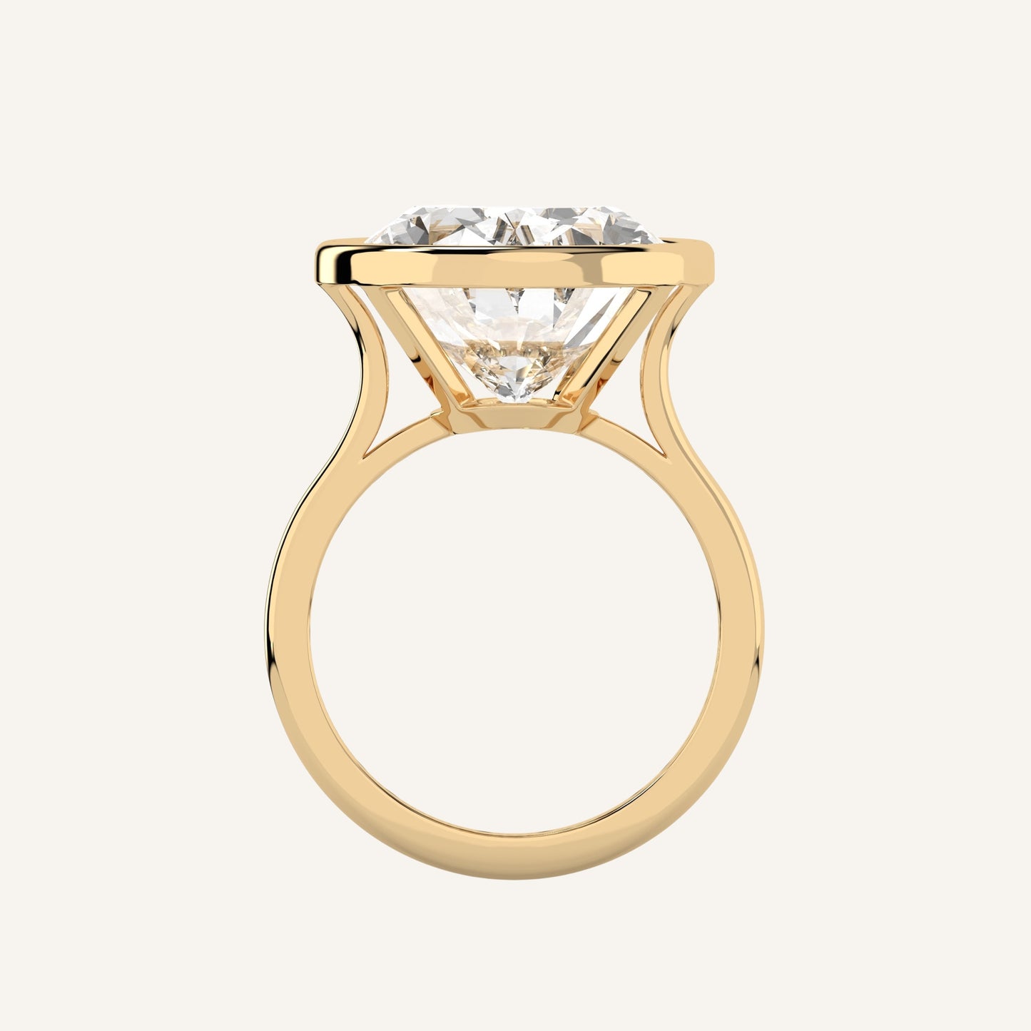 Anello solitario in oro giallo con diamante di laboratorio taglio ovale centrale, firmato LUXE SPARK Diamonds