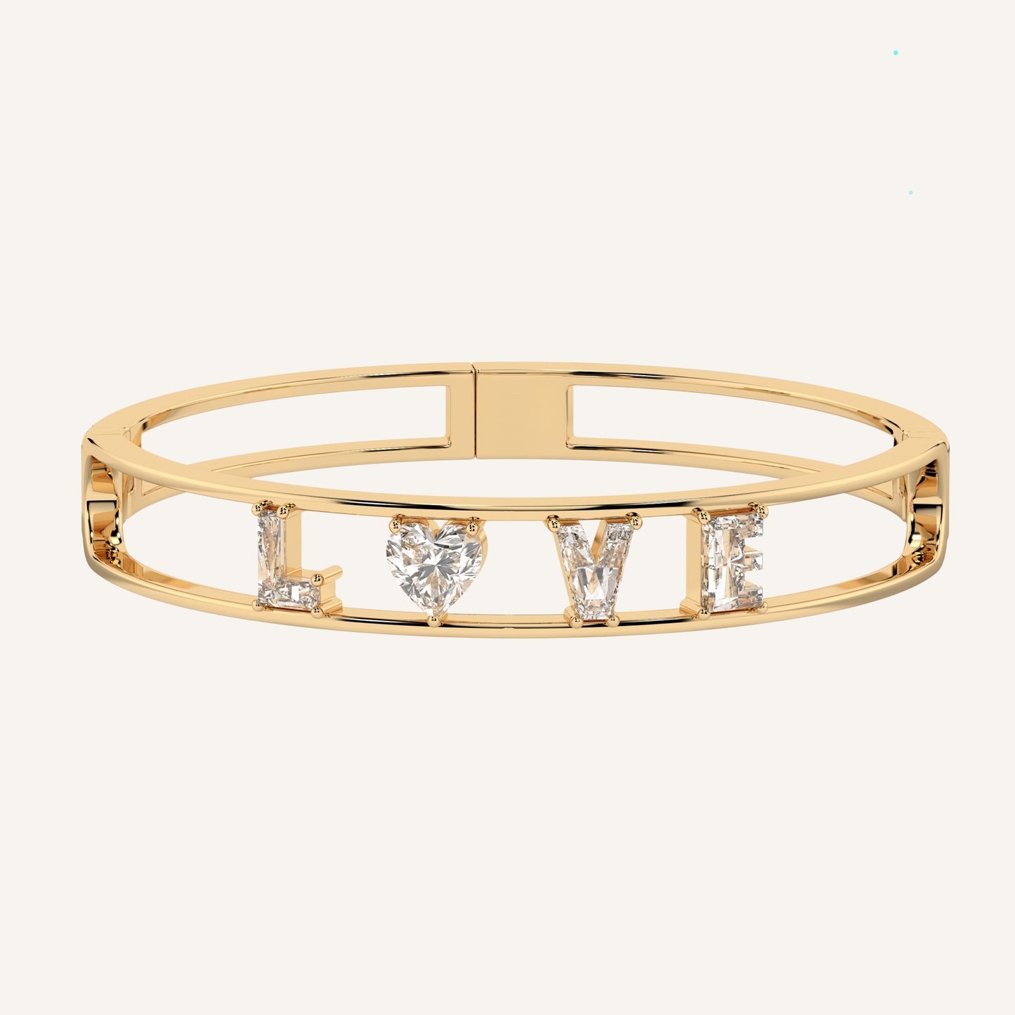 Bracciale LOVE in oro giallo con diamanti di laboratorio bianchi, firmato LUXE SPARK Diamonds