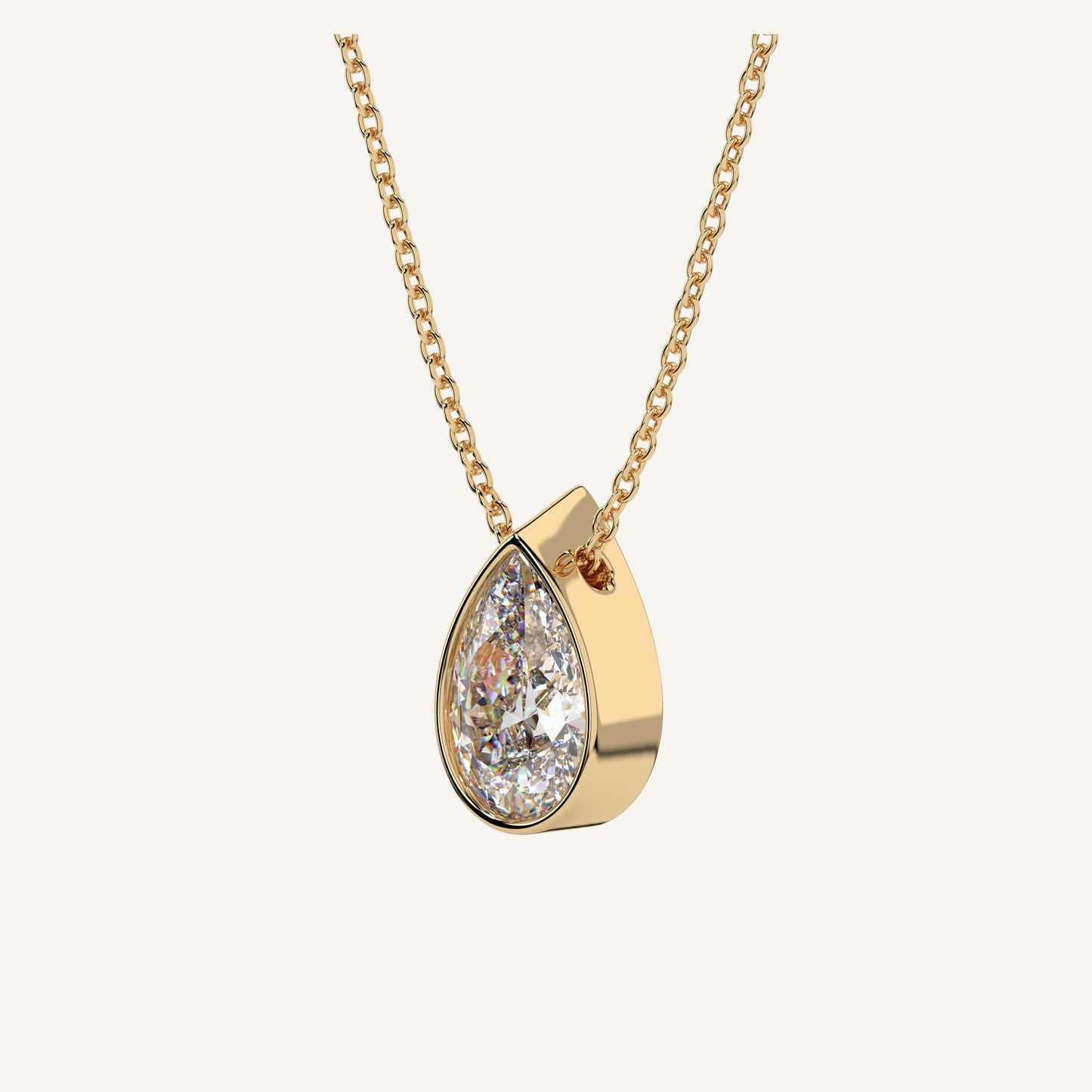 Collana punto luce con diamante di laboratorio taglio a goccia da 1 carato, firmata LUXE SPARK Diamonds