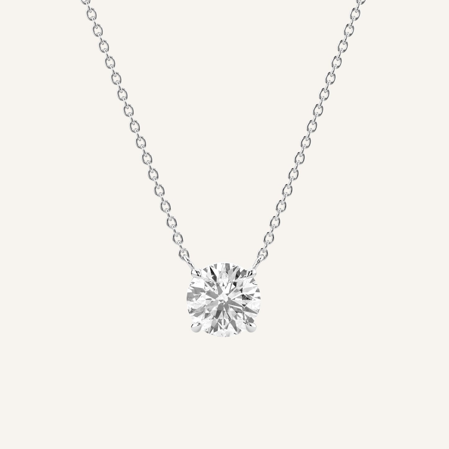 Collana in oro bianco con diamante di laboratorio. Firmata Luxe Spark Diamonds