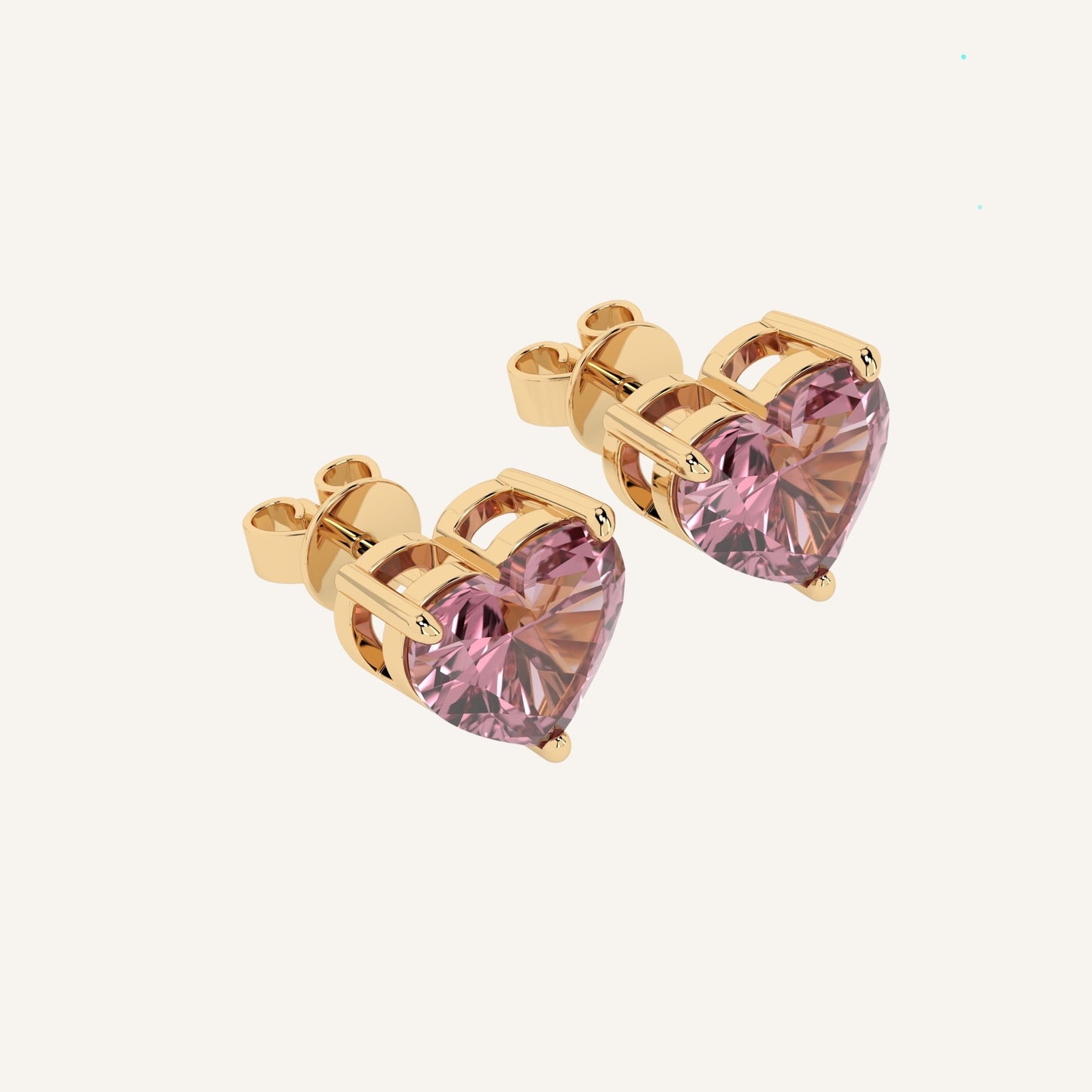 Orecchini punto luce in oro rosa con diamanti di laboratorio fancy pink a forma di cuore, firmati LUXE SPARK Diamonds