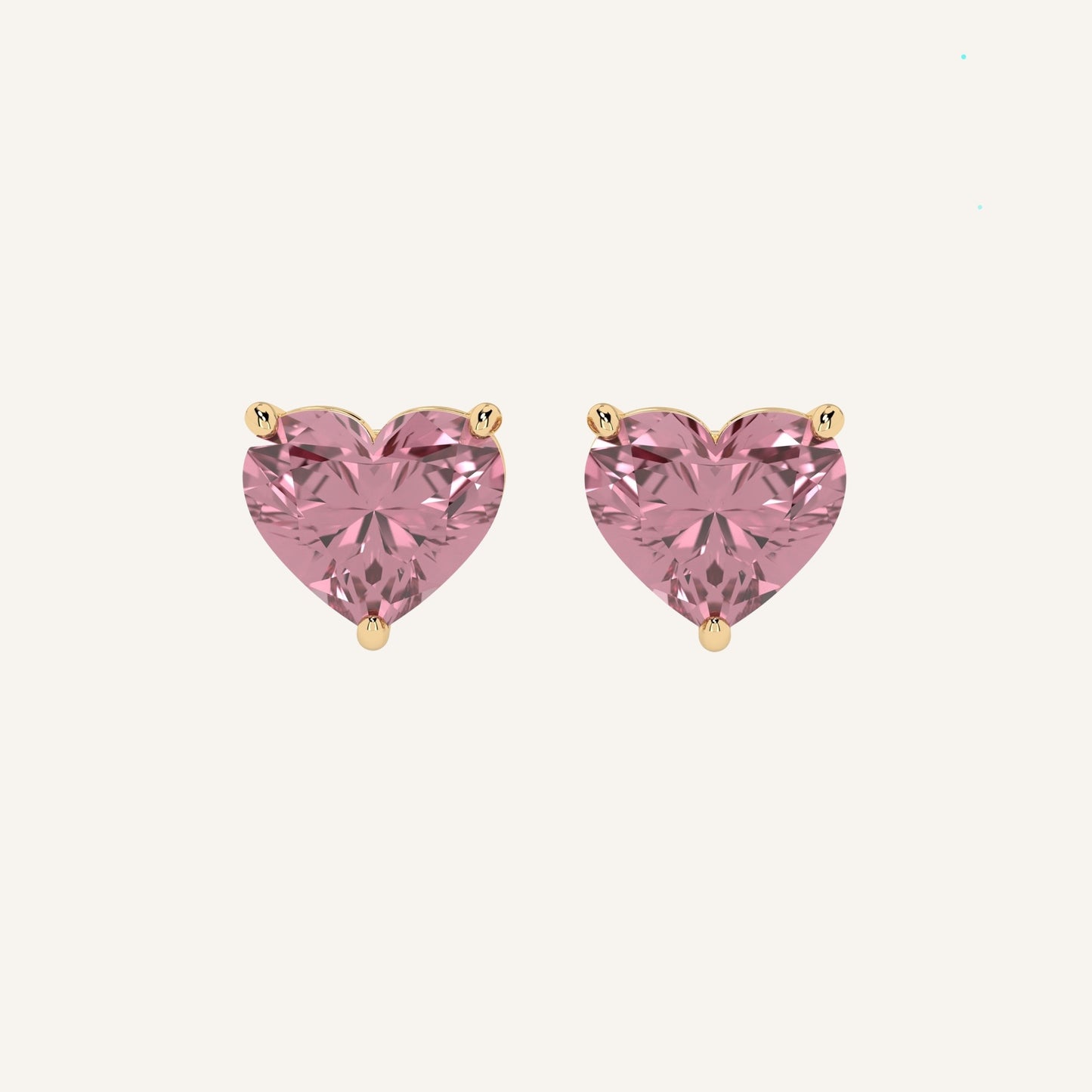 Orecchini punto luce in oro rosa con diamanti di laboratorio fancy pink a forma di cuore, firmati LUXE SPARK Diamonds