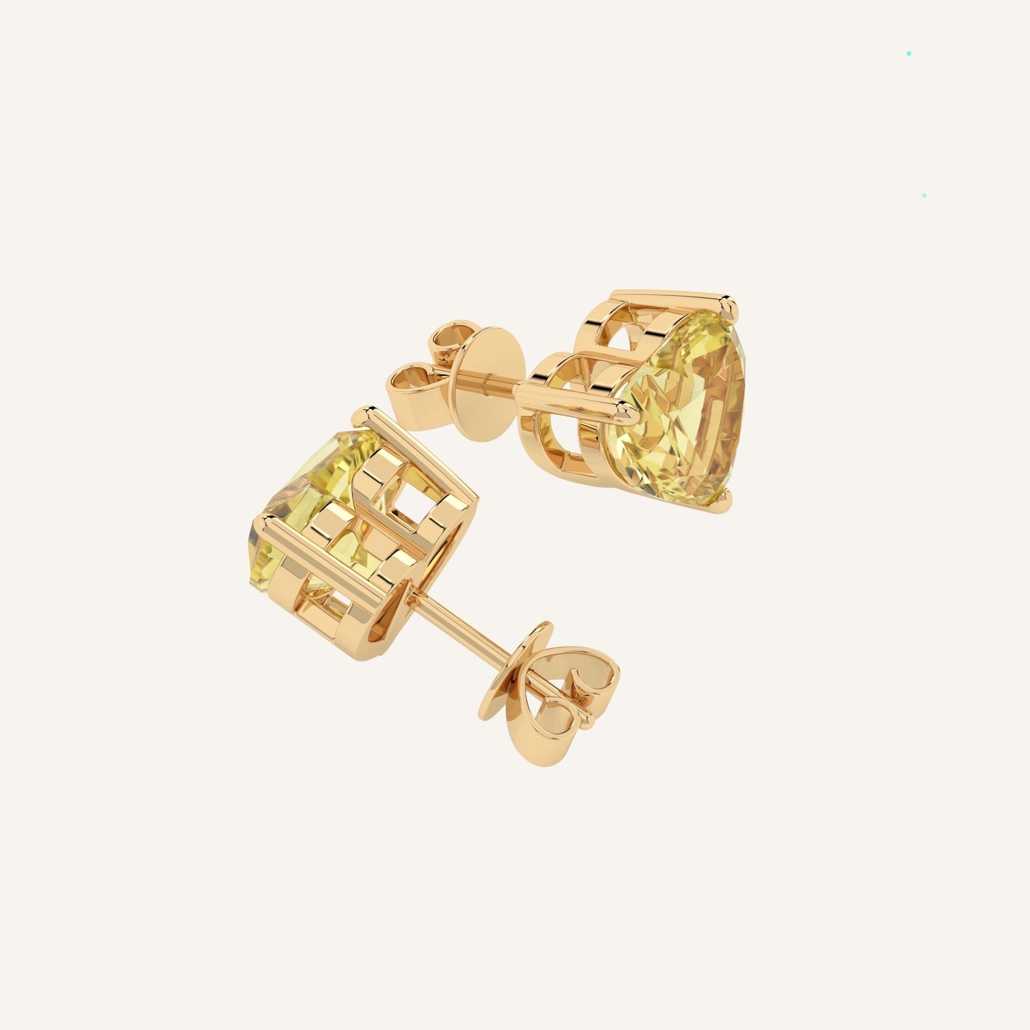 Orecchini punto luce in oro giallo con diamanti di laboratorio fancy yellow a forma di cuore, firmati LUXE SPARK Diamonds