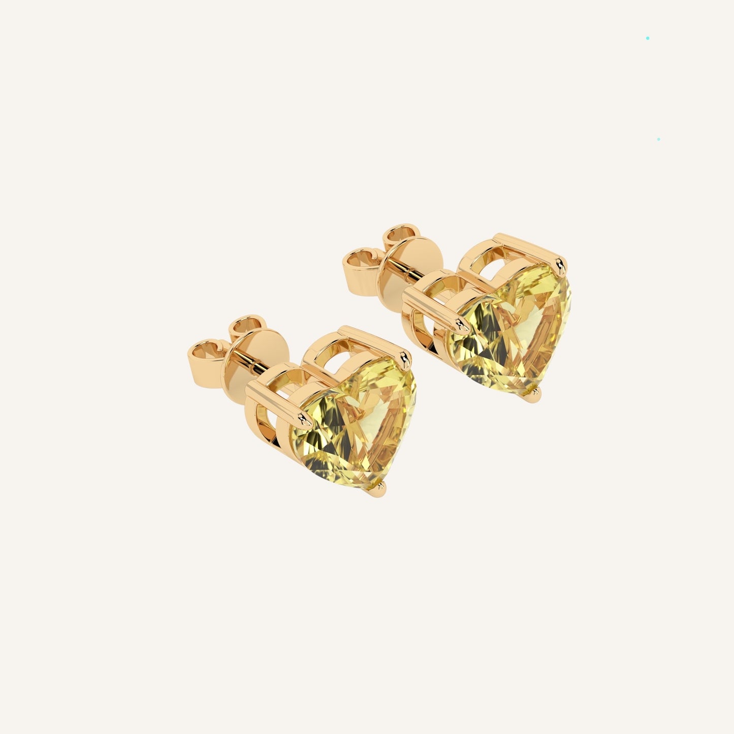 Orecchini punto luce in oro giallo con diamanti di laboratorio fancy yellow a forma di cuore, firmati LUXE SPARK Diamonds