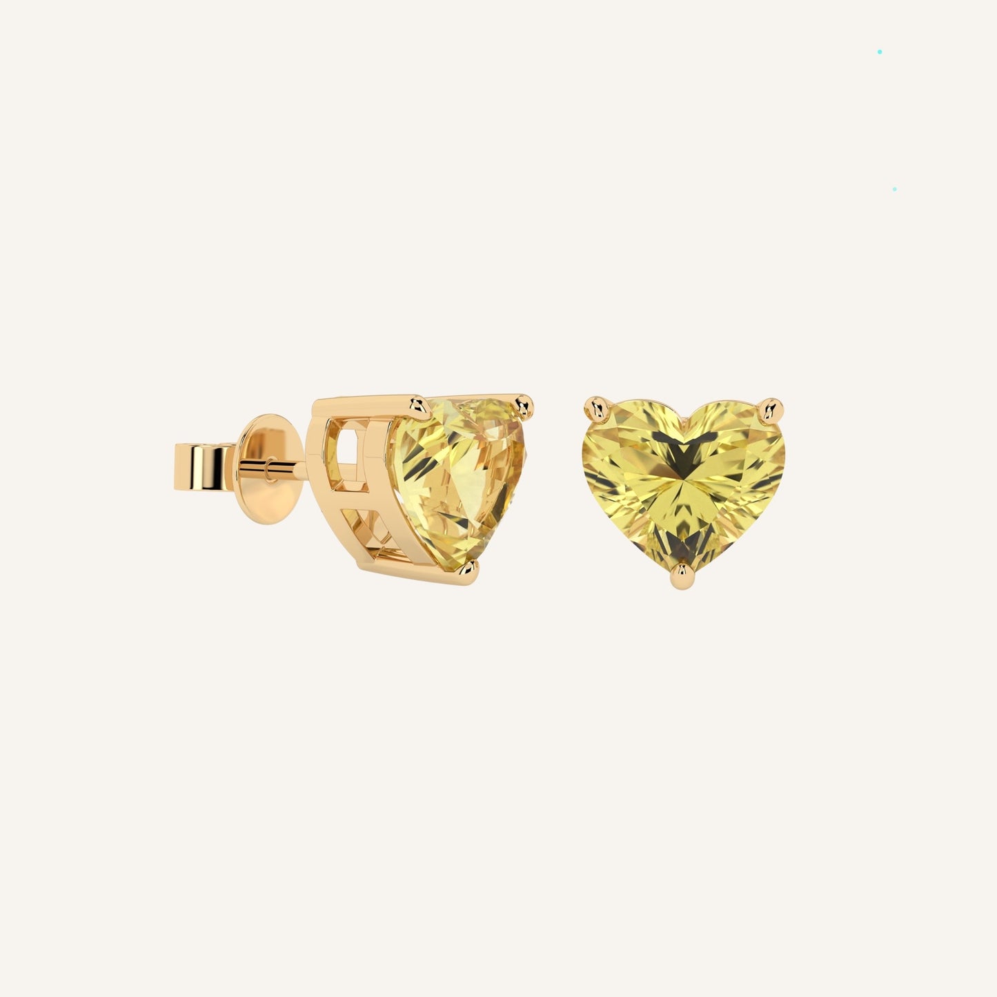 Orecchini punto luce in oro giallo con diamanti di laboratorio fancy yellow a forma di cuore, firmati LUXE SPARK Diamonds