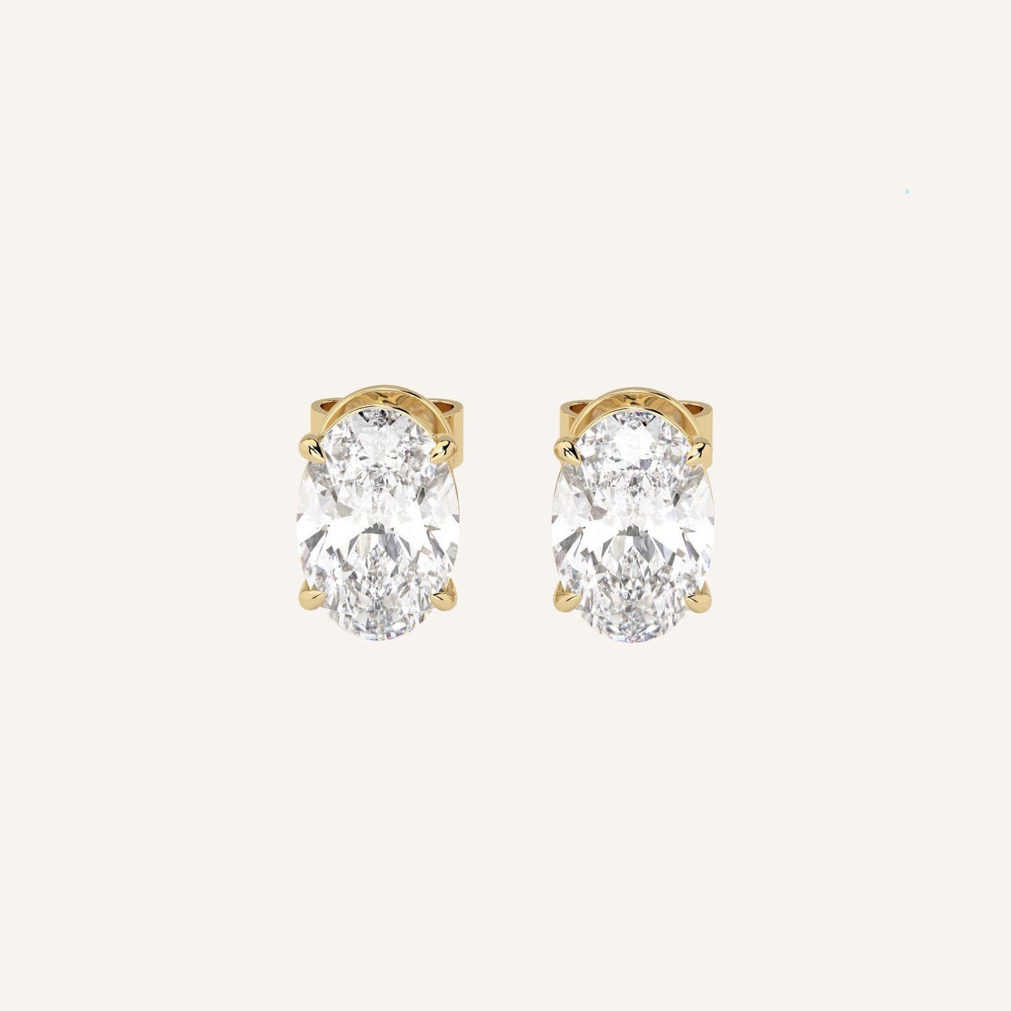 Orecchini punto luce in oro giallo con diamanti di laboratorio taglio ovale, firmati LUXE SPARK Diamonds