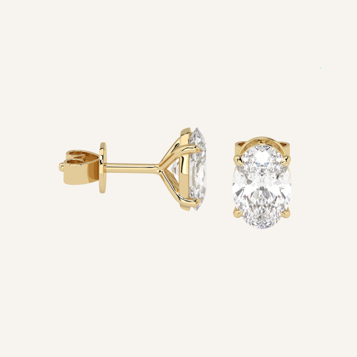 Orecchini punto luce in oro giallo con diamanti di laboratorio taglio ovale, firmati LUXE SPARK Diamonds