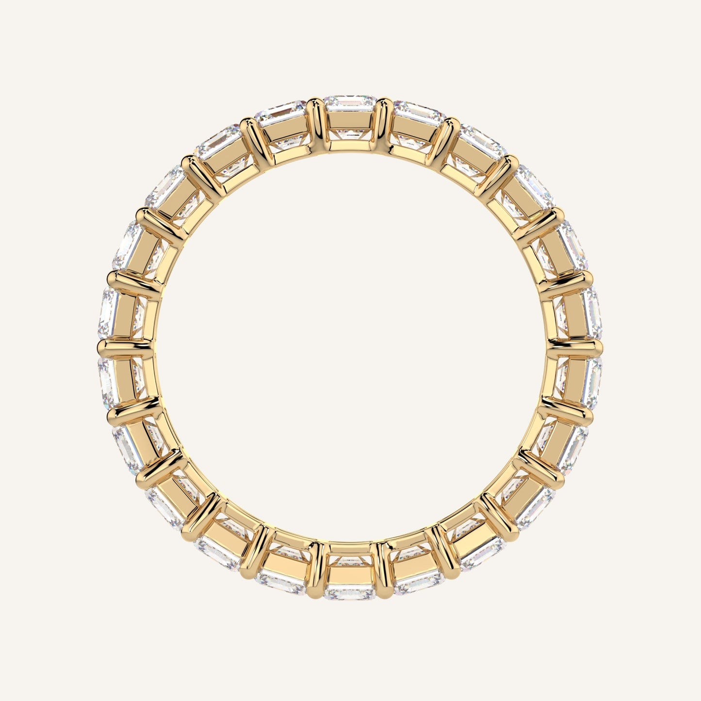 Anello eternity in oro giallo con diamanti di laboratorio taglio smeraldo, firmato LUXE SPARK Diamonds