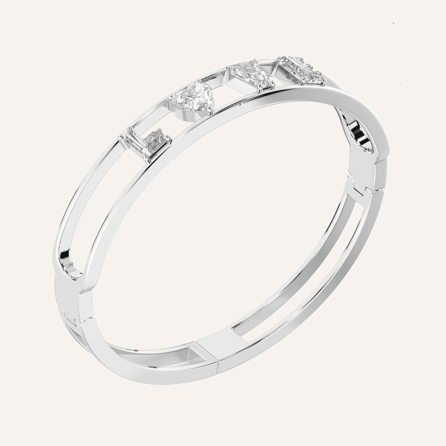 Bracciale LOVE in oro bianco con diamanti di laboratorio bianchi, firmato LUXE SPARK Diamonds