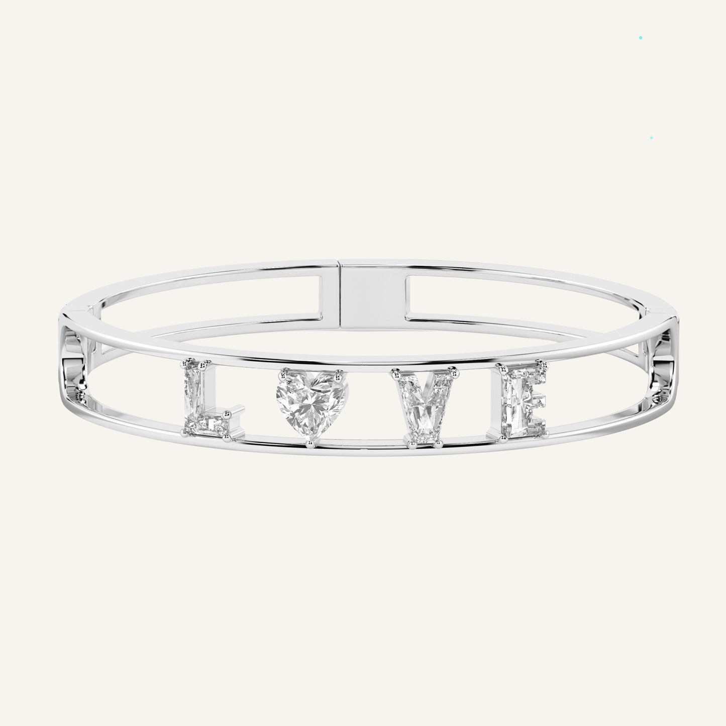 Bracciale LOVE in oro bianco con diamanti di laboratorio bianchi, firmato LUXE SPARK Diamonds