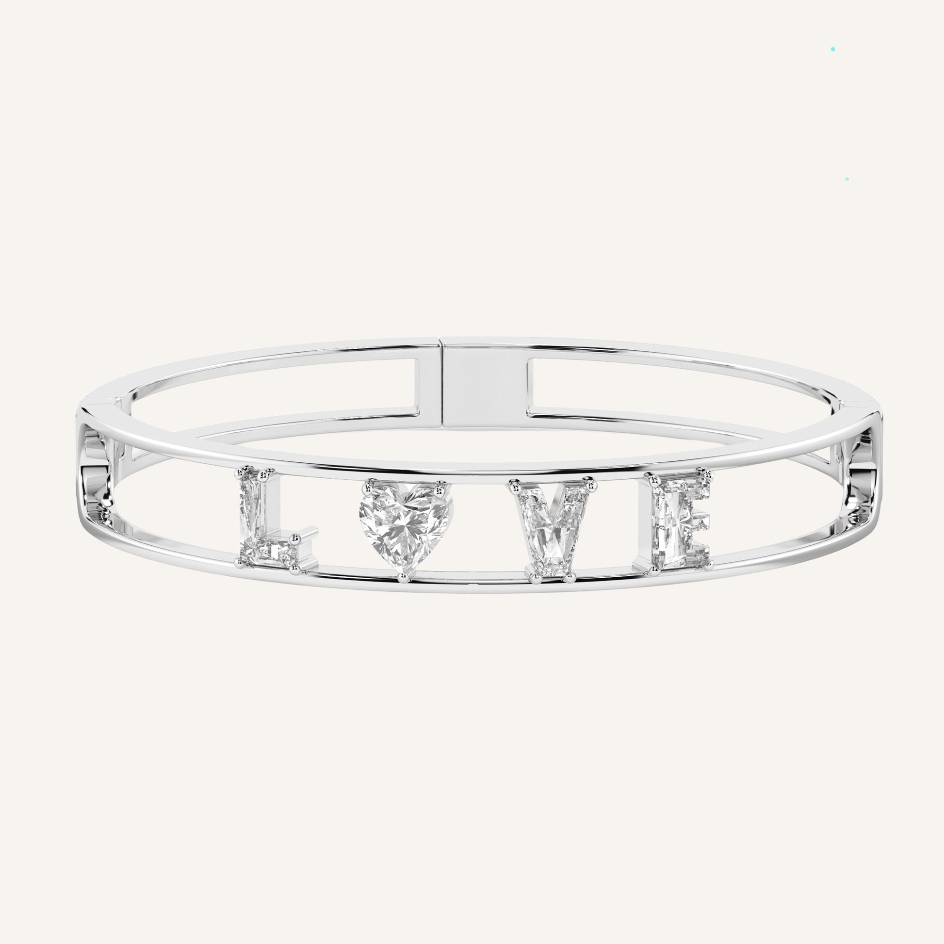 Bracciale LOVE in oro bianco con diamanti di laboratorio bianchi, firmato LUXE SPARK Diamonds