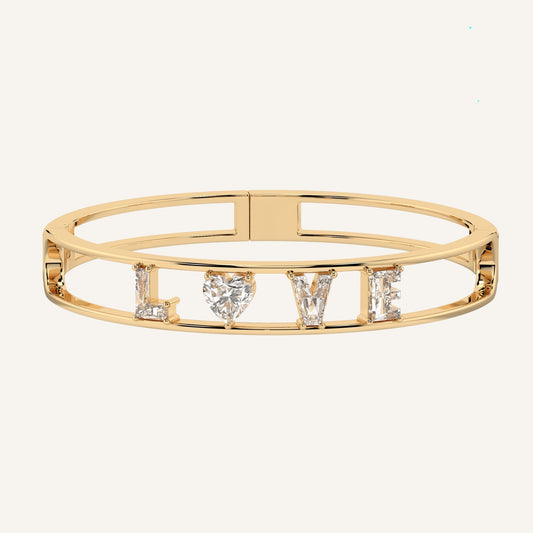 Bracciale LOVE in oro giallo con diamanti di laboratorio bianchi, firmato LUXE SPARK Diamonds