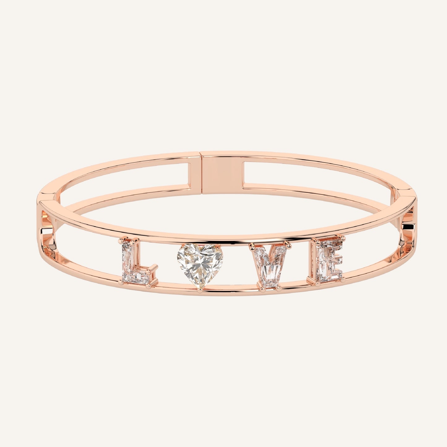 Bracciale LOVE in oro rosa con diamanti di laboratorio bianchi, firmato LUXE SPARK Diamonds