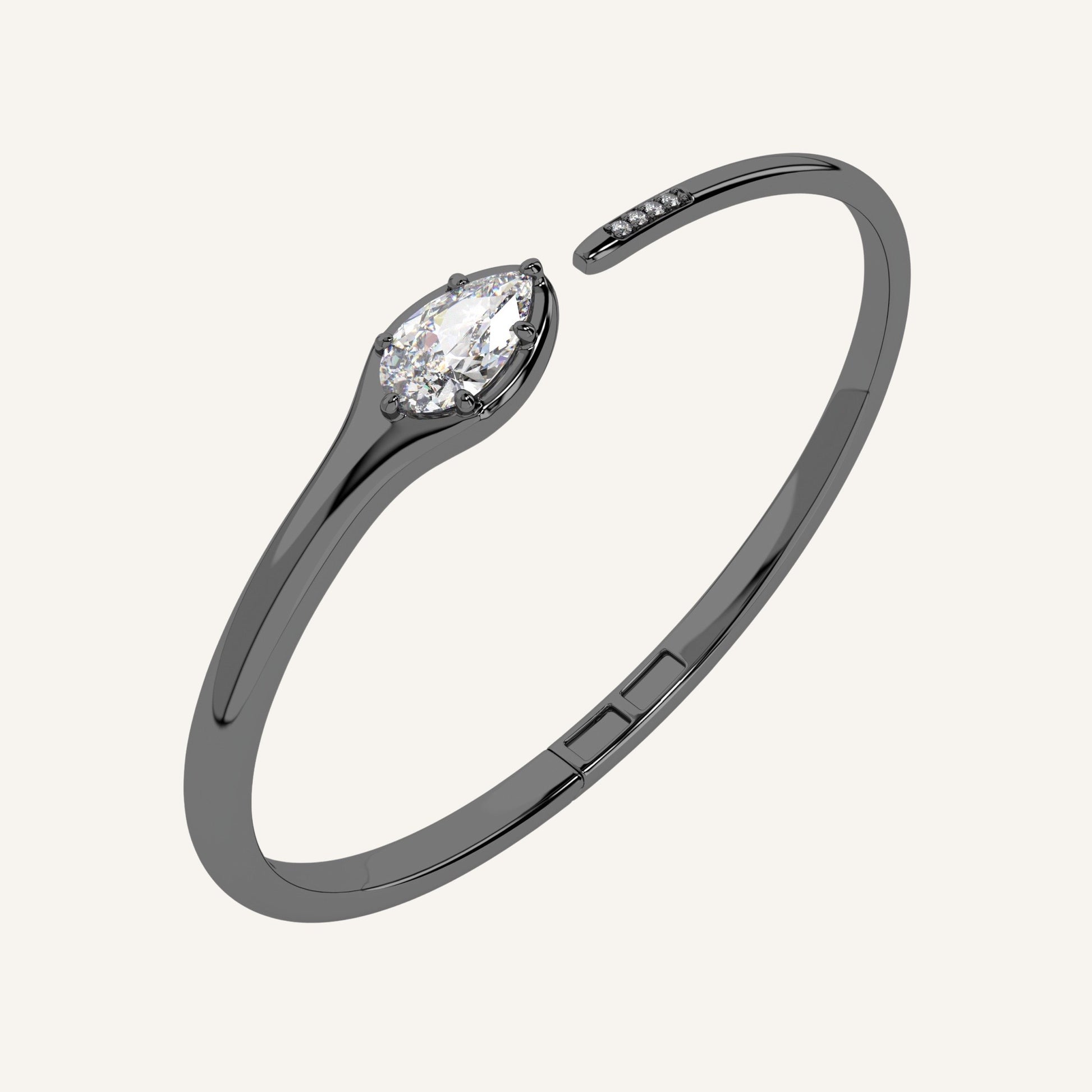 Bracciale in oro nero a forma di serpente con goccia in diamante di laboratorio, firmato LUXE SPARK Diamonds