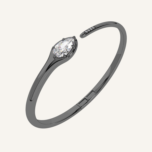 Bracciale in oro nero a forma di serpente con goccia in diamante di laboratorio, firmato LUXE SPARK Diamonds