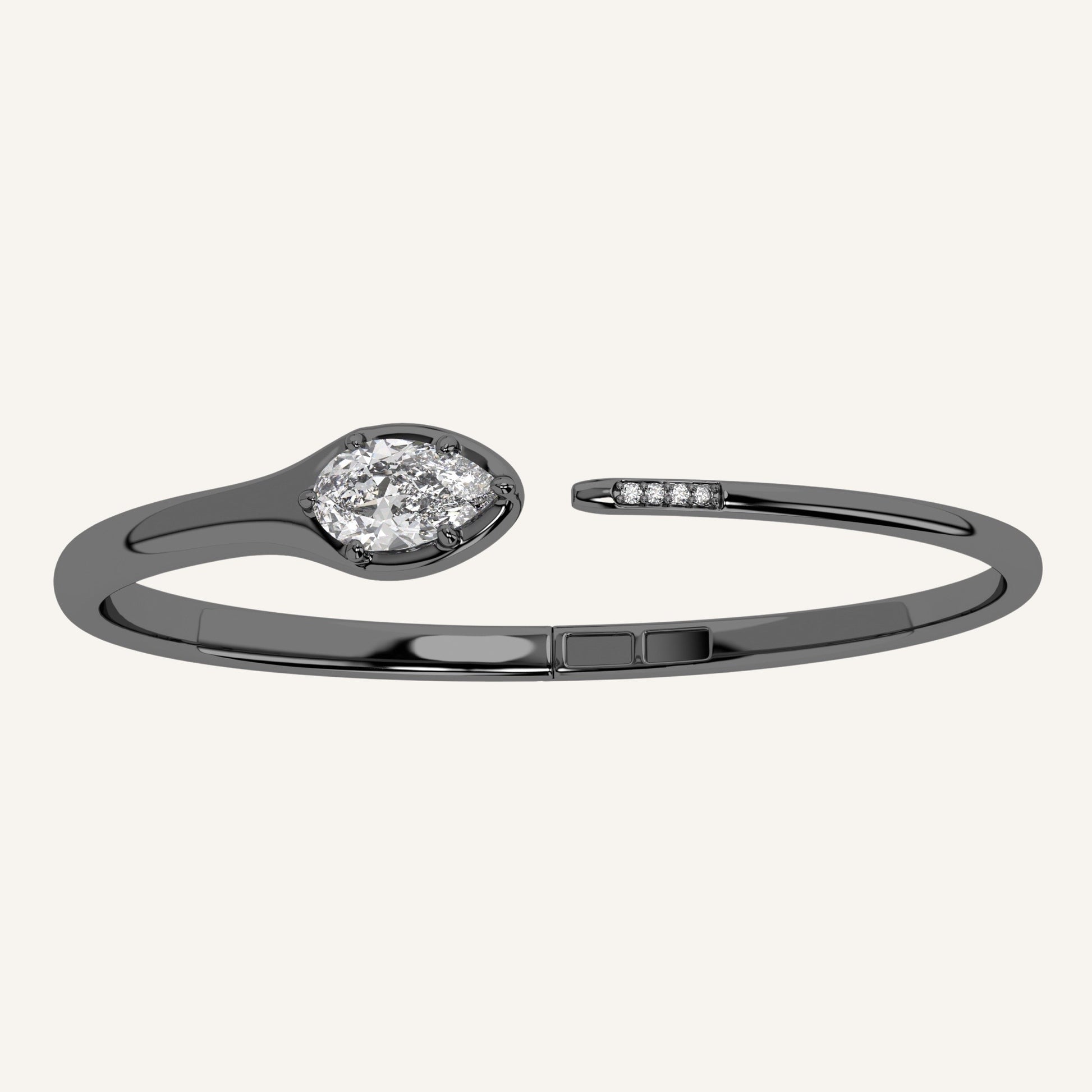 Bracciale in oro nero a forma di serpente con goccia in diamante di laboratorio, firmato LUXE SPARK Diamonds