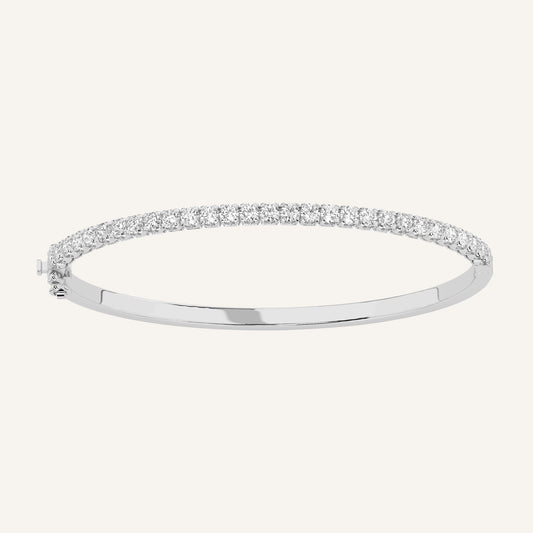 Bracciale tennis rigido in oro bianco con diamanti di laboratorio, firmato LUXE SPARK Diamonds