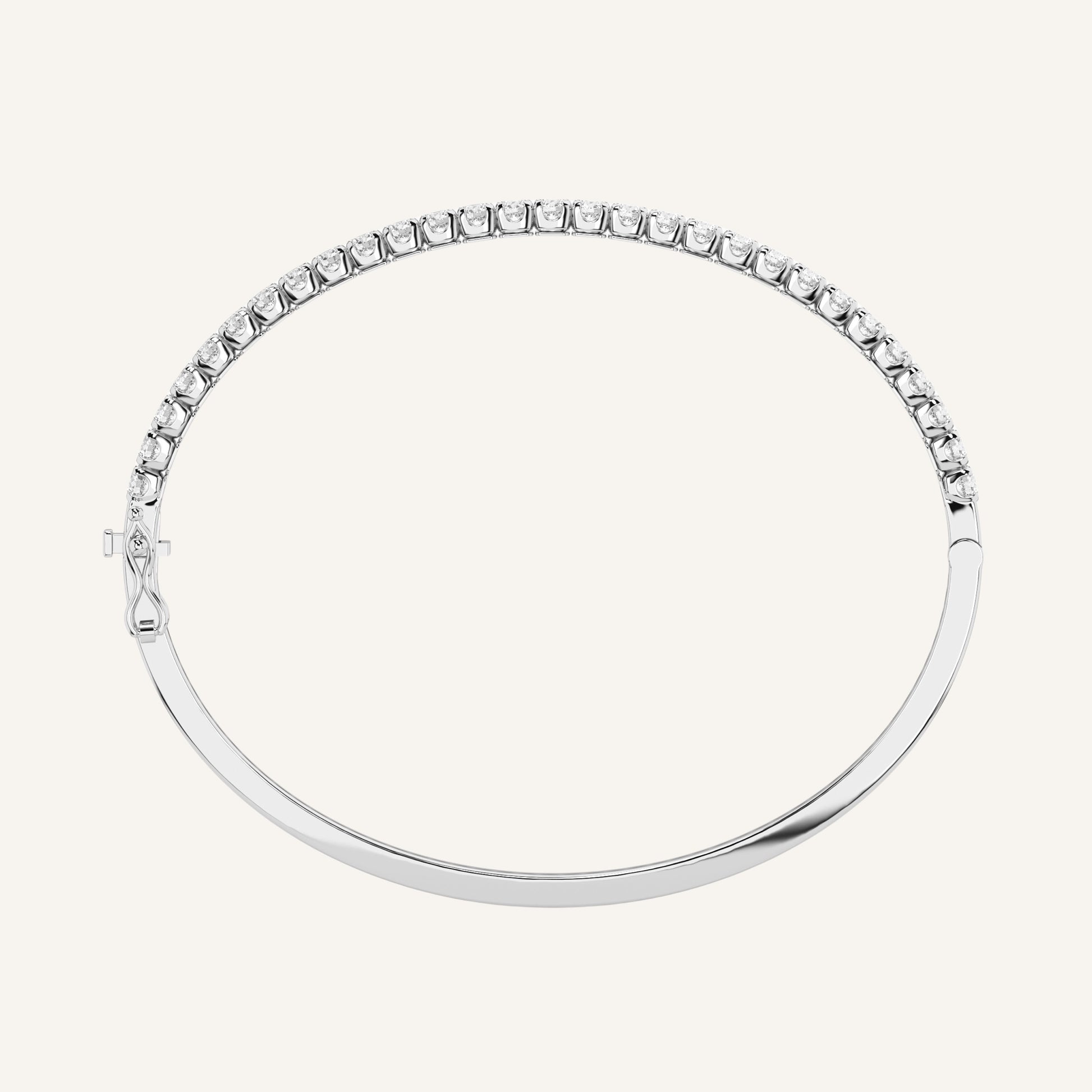 Bracciale tennis rigido in oro bianco con diamanti di laboratorio, firmato LUXE SPARK Diamonds