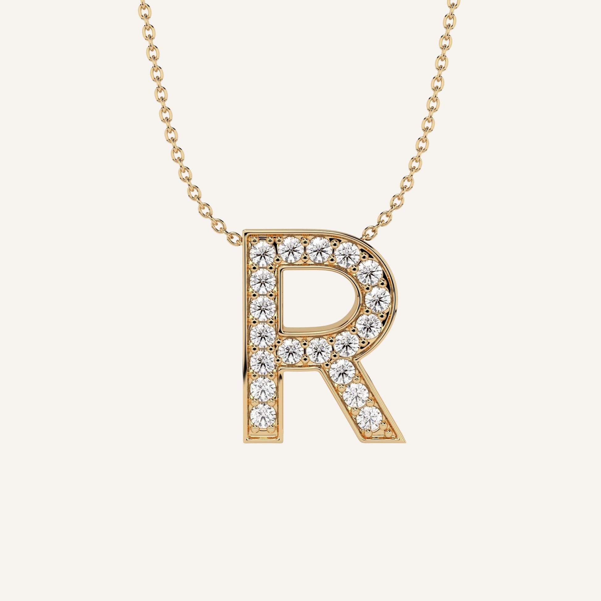 Collana in oro giallo con iniziale personalizzabile e diamanti di laboratorio, firmata LUXE SPARK Diamonds