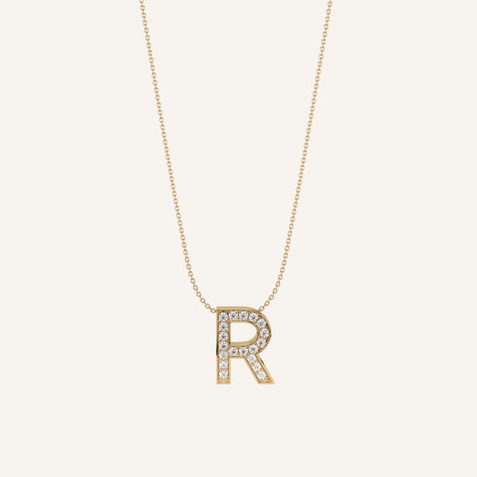Collana in oro giallo con iniziale personalizzabile e diamanti di laboratorio, firmata LUXE SPARK Diamonds