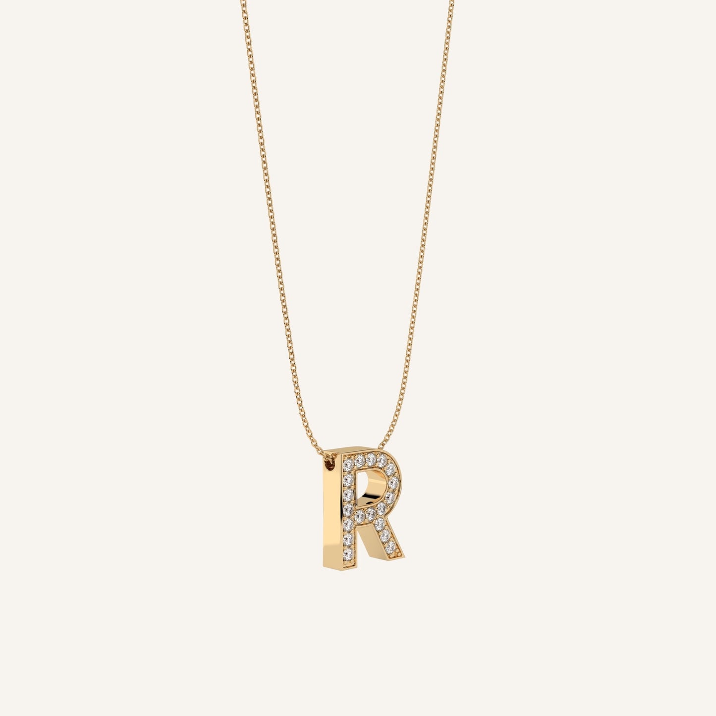 Collana in oro giallo con iniziale personalizzabile e diamanti di laboratorio, firmata LUXE SPARK Diamonds