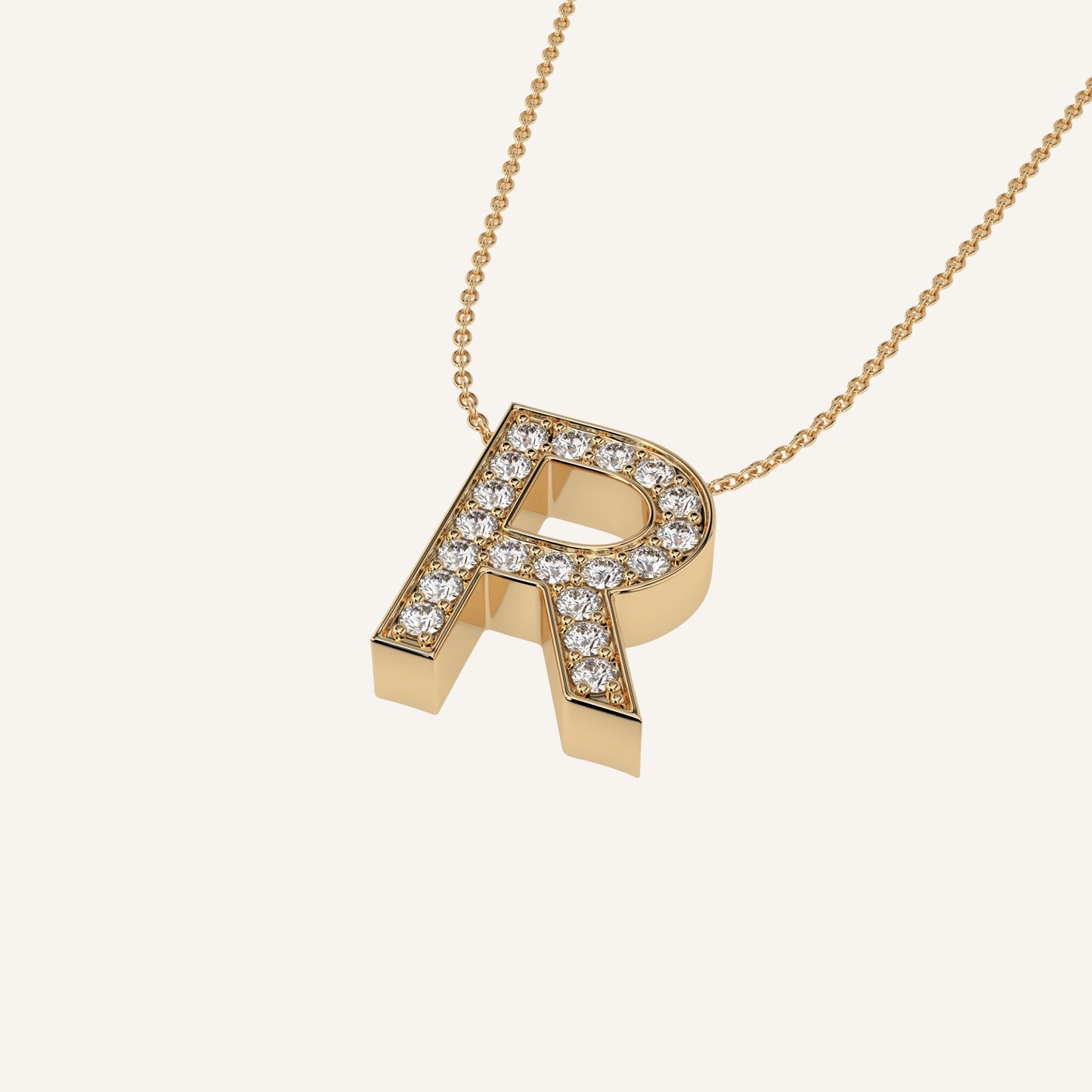Collana in oro giallo con iniziale personalizzabile e diamanti di laboratorio, firmata LUXE SPARK Diamonds