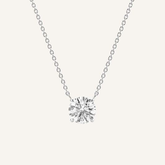 Collana in oro bianco con diamante di laboratorio. Firmata Luxe Spark Diamonds